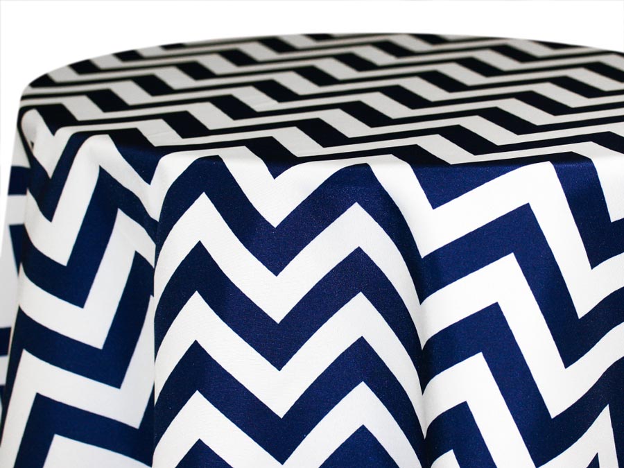 Printed Cotton — Chevron – Navy